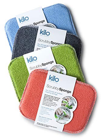 Kilo Scrubby Schwamm – Anti-Kratch Topf Topfreiniger mit Saugkern, Mehrzweck-Set (4 Stück), Edelstahl, 17x13cm Set of 4, 4