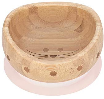 LÄSSIG Bambusschale mit Saugnapf/Bowl Bamboo Wood Little Chums Mouse, rosa, 1310049725