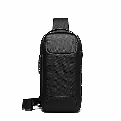 Arrivly Umhängetasche Damen und Herren Handtasche Crossbody Bag Männer Crossbag Schultertasche Brusttasche Chest Bag Jungen Reise Outdoor Daypack Schwarz
