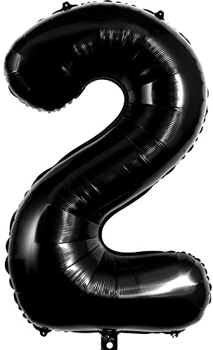 Black Number 2 Balloons 40 Inch Large Foil Balloons, Giant Number Balloon for Women Men Birthday Anniversary Celebration Party Backdrop Decorations ﻿