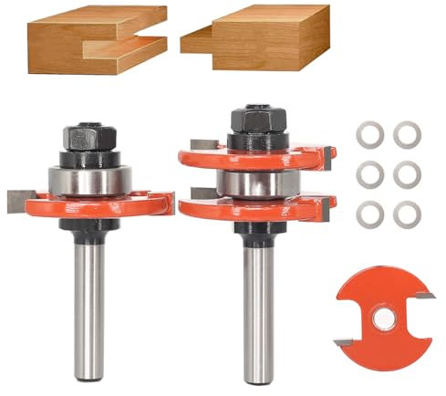 AKYLIN Juego de fresas de ranura y resorte de 8 mm, eje de ranura y lengua, juego de ranurado de disco, fresa para fresadora superior, fresa de madera para trabajar la madera