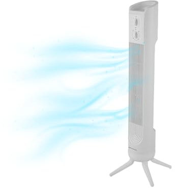Grunkel Ventilador de torre TF-324BL con potencia: 45W - 3 velocidades - Oscilación 90° y Temporizador de 2h silencioso y ideal para habitación o dormitorio (Blanco)
