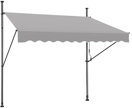 Froadp Tenda da sole a morsetto, retrattile, manuale, protezione solare per balcone, senza foratura, protezione UV, resistente alle intemperie, con manovella, per giardino, terrazza (200 x 120 cm,