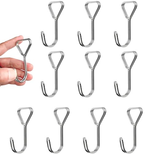 RHQFDM 10 Pieces Rubber Elastic Straps J-Hook,Hooks for Expander Rope Silver,Reinforced Stainless Expander Hooks,Metal Hooks for Elastic Cord for Securing Luggage and Backpacks