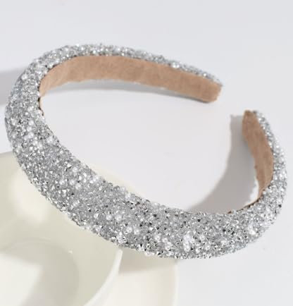 Strass-Stirnband Glitzerndes Kristall-Haarband, Glitzerndes Stirnband, Stirnband Mode Frauenhut-Schmuck, Silbernes Stirnband Geflochtenes Mädchen (Silber)