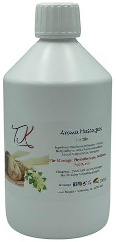 500ml Aroma Massageöl - Jasmin für Massage, Physiotherapie, Wellness, Sport in Pharma Qualität