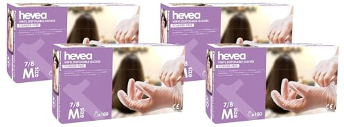 by Amazon - Guantes desechables de vinilo, Talla M, Paquete de 400(Anteriormente Marca Hevea), Transparente