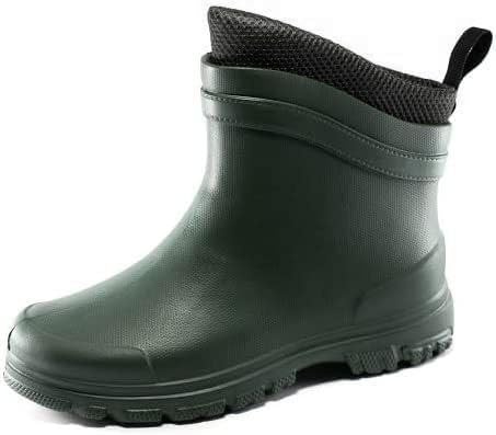 Realpaks Bottes en caoutchouc pour homme et femme - Confortables - Courtes - Confortables - Imperméables - Avec insert chaud, vert, 44 EU Large