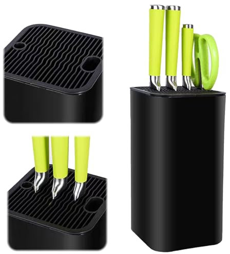 Ceppo portacoltelli universale, senza coltello, portacoltelli, contenitore per coltelli, rimovibile, con fessure a 21 lame e design di drenaggio, adatto per tutti i coltelli da cucina (nero)