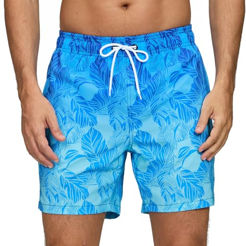 Vorvowry Mens Swimming Shorts Fashion Gradient Trunks for UK Men Quick Dry Beach Board Surf Shorts with Pockets Mesh Lining Gradient Sheets XL
