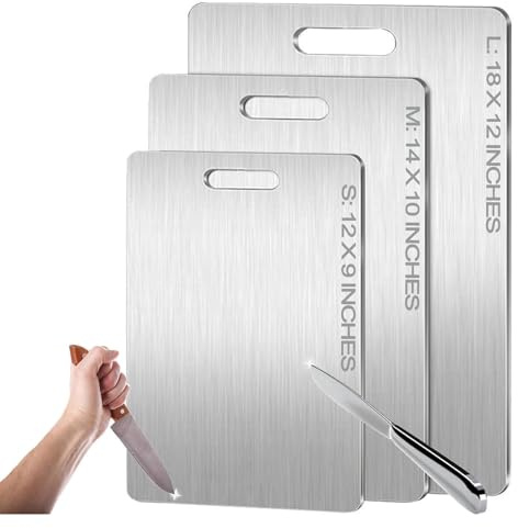 Titanium Cutting Board - 2026 New Upgrade 100% Pure Titanium Cutting Boards for Kitchen Double Sided Non Toxic Titanware Cutting Board,Hygiene Durable Dishwasher Safe Chopping Board (12L x 9W)