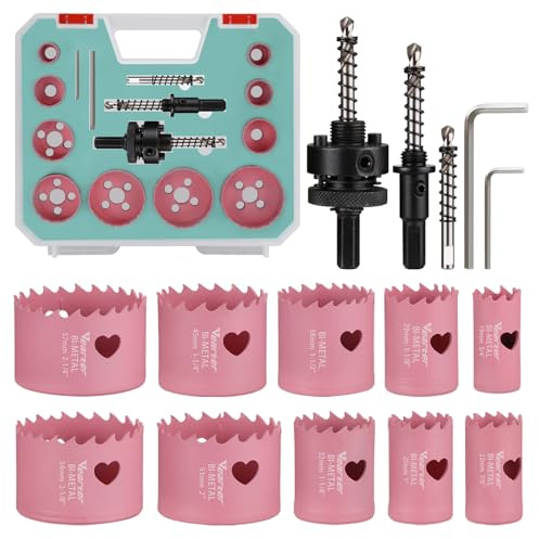 Vearter 15PCS Bimetal Hole Saw Kit, 3/4''-2-1/4'' Bi-Metal Holesaw Kit, M42 Cobalt Hole Cutter with Arbors for Wood, Metal Sheet, Copper, Plaster, PVC, Steel Plate, Drywall, DIY Gifts for Women