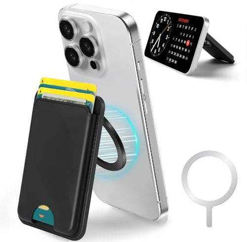 Portefeuille MagSafe, porte-cartes fin avec blocage RFID, portefeuille magnétique pour téléphone avec support réglable, pour iPhone 17/16/15/14/13/12/Pro/Pro Max