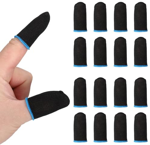 PATIKIL Guanti per Dita con Punta in Fibre d'Argento, 16 Pezzi Guanti Antisudore Traspiranti per Giochi Mobile, Blu