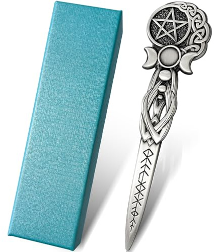 Tirmanaz Metal Letter Opener, Triplemoon Vintage Envelope Opener, 6.1 Inch Fancy Letter Cutter for Women, Mail Opener Tool for Home Office Altar（Sliver）