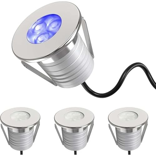 GUODDM Faretto A Bassa Tensione da 3W - Luce LED da Incasso A Pavimento 12/24V, Faretto per Piscine Impermeabile IP68 E Dimmerabile, Ideale per Illuminazione Subacquea(Blue,12V)