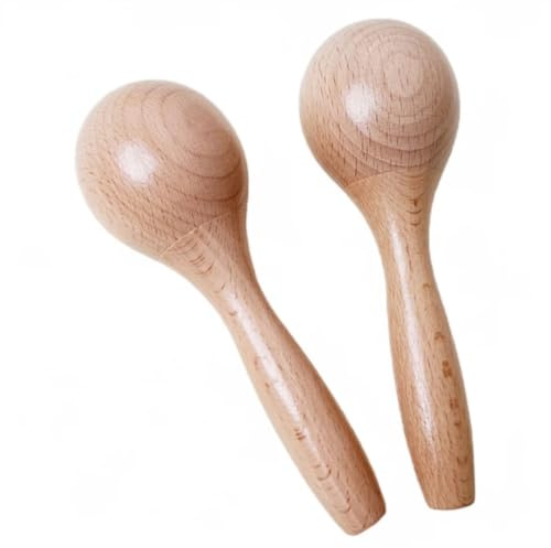 Ttnmrc Montessori Naturliga Maracas i Massivt Trä för Barn