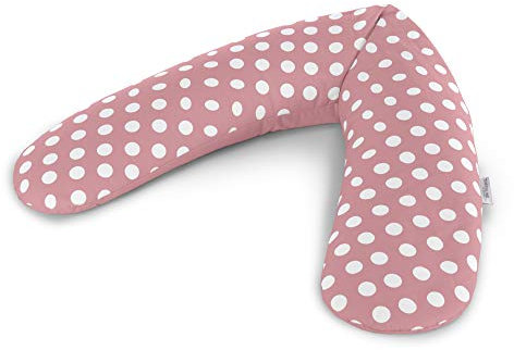 Theraline Ersatzbezug für Das Original Schwangerschaftskissen & Stillkissen, Stillkissen Bezug 190 cm, aus 100% Baumwolle, Farbe: Indie Dots Antikrosa