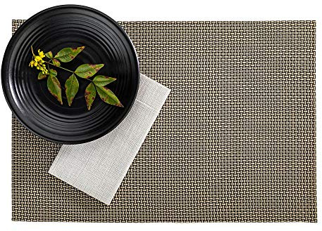 Restaurantware Amalfi 16 x 12 Inch Plastic Placemats Set Of 6 Basketweave Outdoor Placemats - Heat Tolerant No Stain Cobblestone Vinyl Table Placemats Waterproof Easy To Clean
