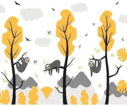 murando - Vlies Fototapete Kinderzimmer 400x280cm Foto Tapete Schlafzimmer Wohnzimmer Vliestapete XXL Motivtapeten Bildtapete 3d Effekt Wand Dekoration - Tier Faultier Bäume Natur für Kinder