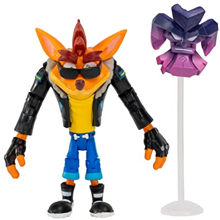 BANDAI Crash Bandicoot Action Figure Biker Crash With Mask | Giocattolo da motociclista da 11 cm con maschera e accessori | Personaggi da collezione come merce e regali per videogiochi