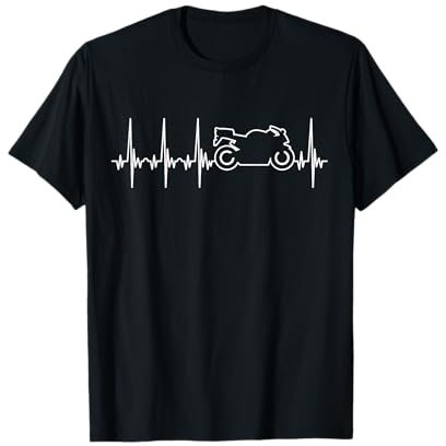 MOTORRAD HERZSCHLAG X EKG Frequenz Biker Motorradfahrer T-Shirt