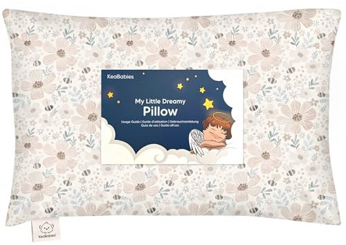 Toddler Pillow with Pillowcase - 13x18 My Little Dreamy Kids Travel Bed Pillows for Sleeping, Organic Cotton Small Pillowcase, Soft & Breathable, Machine Washable, Toddlers 2-5 years old (Flora Vale)