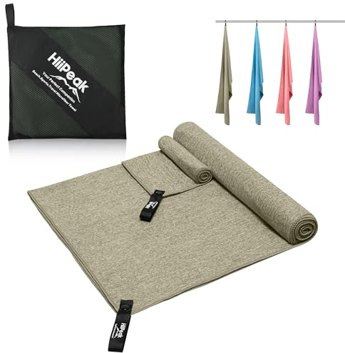 HiiPeak Microfibre Towel Compact Camping Beach Towel travel towels - Quick Dry Lightweight Absorbent Sports Gym Swimming Hiking Drying Towel for Men ,Women (Heather grey)
