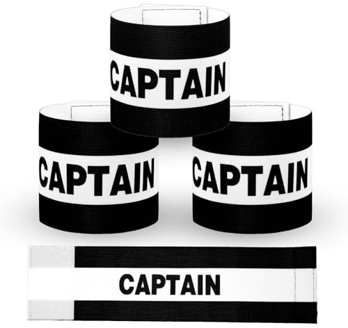 3PCS Captain Armbands, 8x31 Cm/3.15x12 Inch Black Soccer Captain Armband Adjustable Leader Armband Team Sport Armband Football Rugby Basketball Player Band for Adult Youth Soccer Volleyball Team