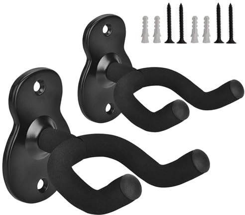 YUNYU Lot de 2 supports muraux pour guitare avec matériel de montage, noir