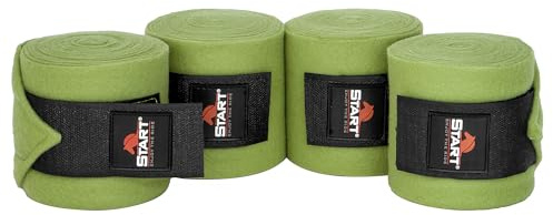 Start – Bende per cavallo, con chiusura in e custodia, set da 4 fasce elastiche per cavalli, bende pony (verde lime, 300 cm)