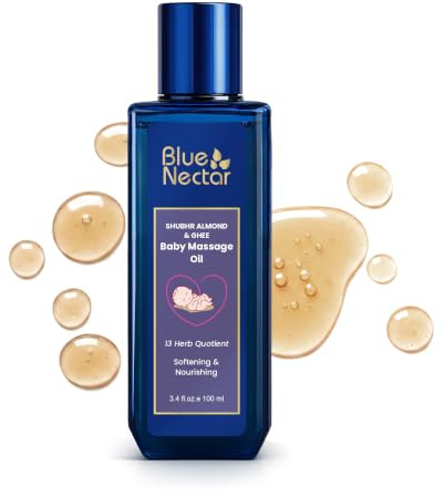 Blue Nectar Baby Oil with Organic Ghee, 100% Natural Baby Massage Oil with Coconut Oil & Olive Oil (100ml)