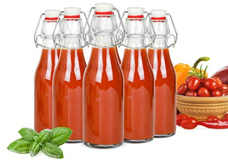 Sendez 6 Glasflaschen mit Bügelverschluss 250ml Saftflasche Drahtbügelflasche Flasche