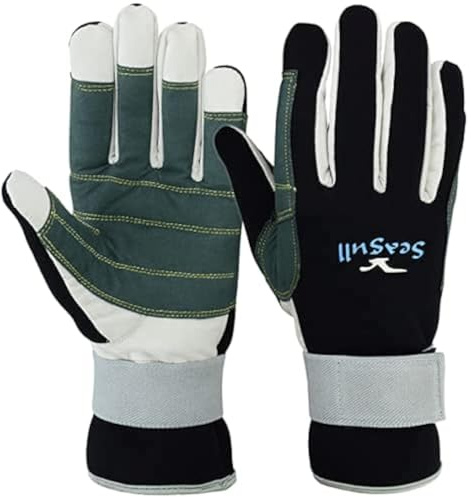 Azure Neoprene Sports Gloves, Sailing, Boating, Yachting with Strong Amara Palm Anti-Slip Grip for Boating, Kayaking, Canoeing, All Water Sports,Mountain Biking, Cycling-Large
