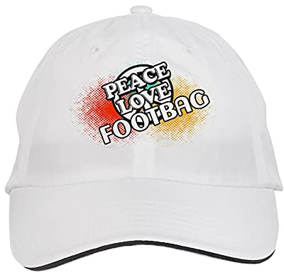 Makoroni - Peace Love Footbag Hat Adjustable Cap, DesG7 White