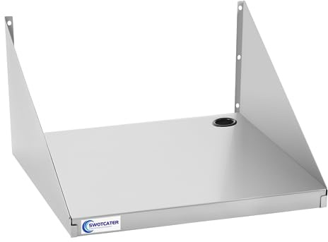 SWOTCATER Stainless Steel Microwave Shelf, 18x24 200 lb Heavy Duty Metal Appliance Wall Mount Floating Shelving, Commercial Microwave Rack for Kitchen, Restaurant and Hotel