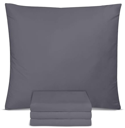 Utopia Bedding – 4er-Set Kissenbezüge – 80 x 80 cm – Oeko-TEX – Gebürstete Mikrofaser, 100% Polyester, mit Umschlagverschluss (Kissenfüllung Nicht enthalten), nur Kissenbezug – Grau