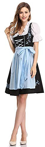 YUDATPG Oktoberfest kostymer kvinnor tyska Dirndl klänningar 3 delar bayersk kostym traditionella oktoberfest kläder öl flicka hembiträde rutigt förkläde maskeraddräkt halloween cosplay rollspel