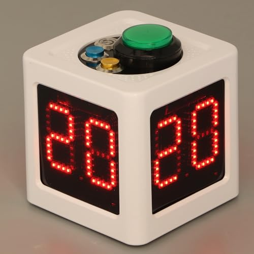 Pyhodi Poker Shot Clock, Professional Countdown Timer Cube with HD Display, Editable Preset Times, Battery Powered, Modern Design, for Casino, Chess Tournament (US Plug 100‑240V), Pyhodiwqtfhi0674-11