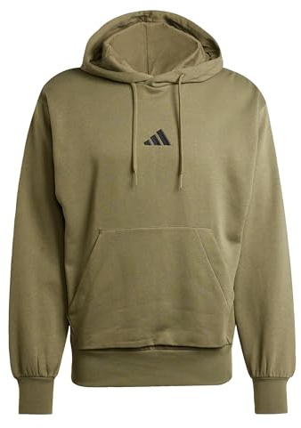 adidas Homme Essentials FEELCOZY Fleece Hoodie, Olive Strata/Black, L