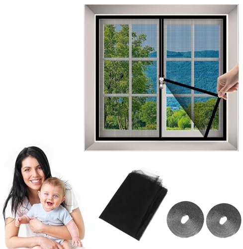 170x170cm(W*H) Mosquito Net Window Window Fly Screens Mesh Insect Screen Mesh Net for Window Fly Screens for Window Insect Netting Bug Bee Mosquito Protector with Self-Adhesive Tapes