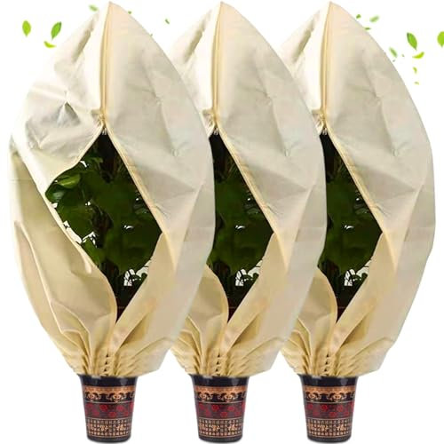 Occtingkind Winterschutz für Pflanzen,3 Stück Winterschutz für KüBelpflanzen,100 x 80 cm, Schutzhülle für Pflanzenschutz mit Reißverschluss Zugband,für Pflanzen Palme Zitronenbaum KüBelpflanzen