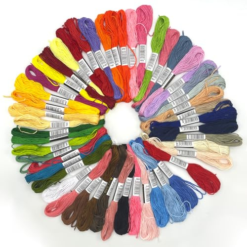 Armband strängsatser, 50 färger regnbågsfärg broderitråd, korsstygnstråd, bomullstråd, armbandgarn, hantverkstrådar (50 färger)
