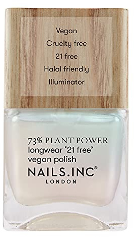 Nails Inc - GLOWING SOMEWHERE Plant Power veganer Nagellack - 73% Plant Based, 100% Vegan & Tierversuchsfrei - Perfekte Maniküre, schimmerndes Perlmutt - Für umweltbewusste Nail Art