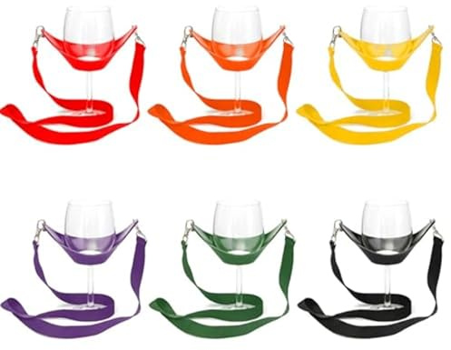 Aipeeo Vinglashållare för upphängning, bärbar vinglashållare, vinglashållare hängande festival, vinglashållare, handsfree vinhållare, kedja för vinfest, bröllop, Vit, blå, gul, orange, 16.5 x 6 x 6 cm
