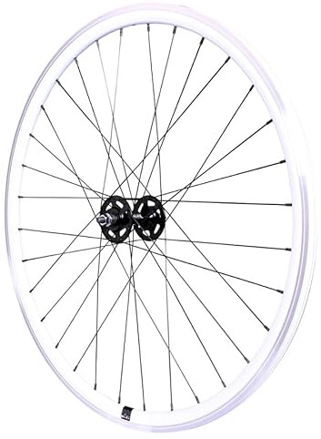 cyclingcolors 1x Ruota Anteriore Completa Bicicletta Cerchione Raggi Mozzo Bici Fixie Bike Misura 700 (13-622) TubeType Fixed Gear Alluminio Bianco