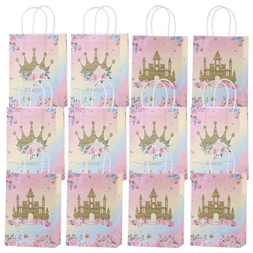 Sacchetti di Carta da Principessas,12 Sacchetti Regalo di Compleanno per Principesse,Sacchetto Regalo Compleanno,Sacchetti per Regalini Fine Festa,Buste Regalo Compleannos Bambini