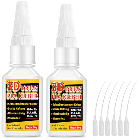 AstraVox Colla per Modellismo 60g con 6 Pipette, Colla Stampante 3d per PLA, PETG, ABS e TPU, Impermeabile, ad Asciugatura Rapida, Adesione Super Forte (trasparente)