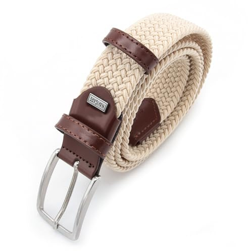 Navigare Cintura Elastica Intrecciata Made in Italy, E , Con Inserti in Vera Pelle, Donna Uomo