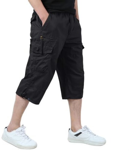 KEFITEVD Pantalones Cargo Hombre Algodón Bolsillos Múltiples Corte Cómodo | Pantalones cargo hombre de algodón con bolsillos múltiples y corte cómodo, casual para uso diario y actividades exteriores